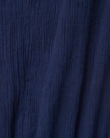Close up shot of navy blue 100% certified organic cotton