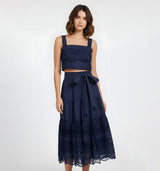 Ilyssa Top + Jenni Skirt Set In Navy Calypso Eyelet