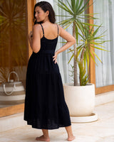 Addyson Dress In Black Cotton Slub