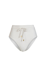 Belted Hi Waist Hi Leg Bottom In Ivory Metallic