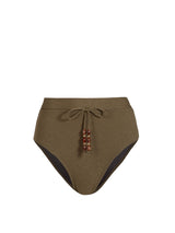 Belted Hi Waist Hi Leg Bottom In Martini Metallic