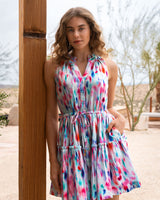 Charlotte Dress In Hazy Ikat Seafoam