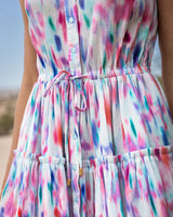 Charlotte Dress In Hazy Ikat Seafoam