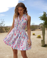 Charlotte Dress In Hazy Ikat Seafoam