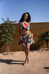 Dani Top + Izzy Skirt Set in Carta Colorblock