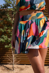 Dani Top + Izzy Skirt Set in Carta Colorblock