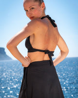 Erin Top + Ring Trim Bottom in Black Texture with Gold