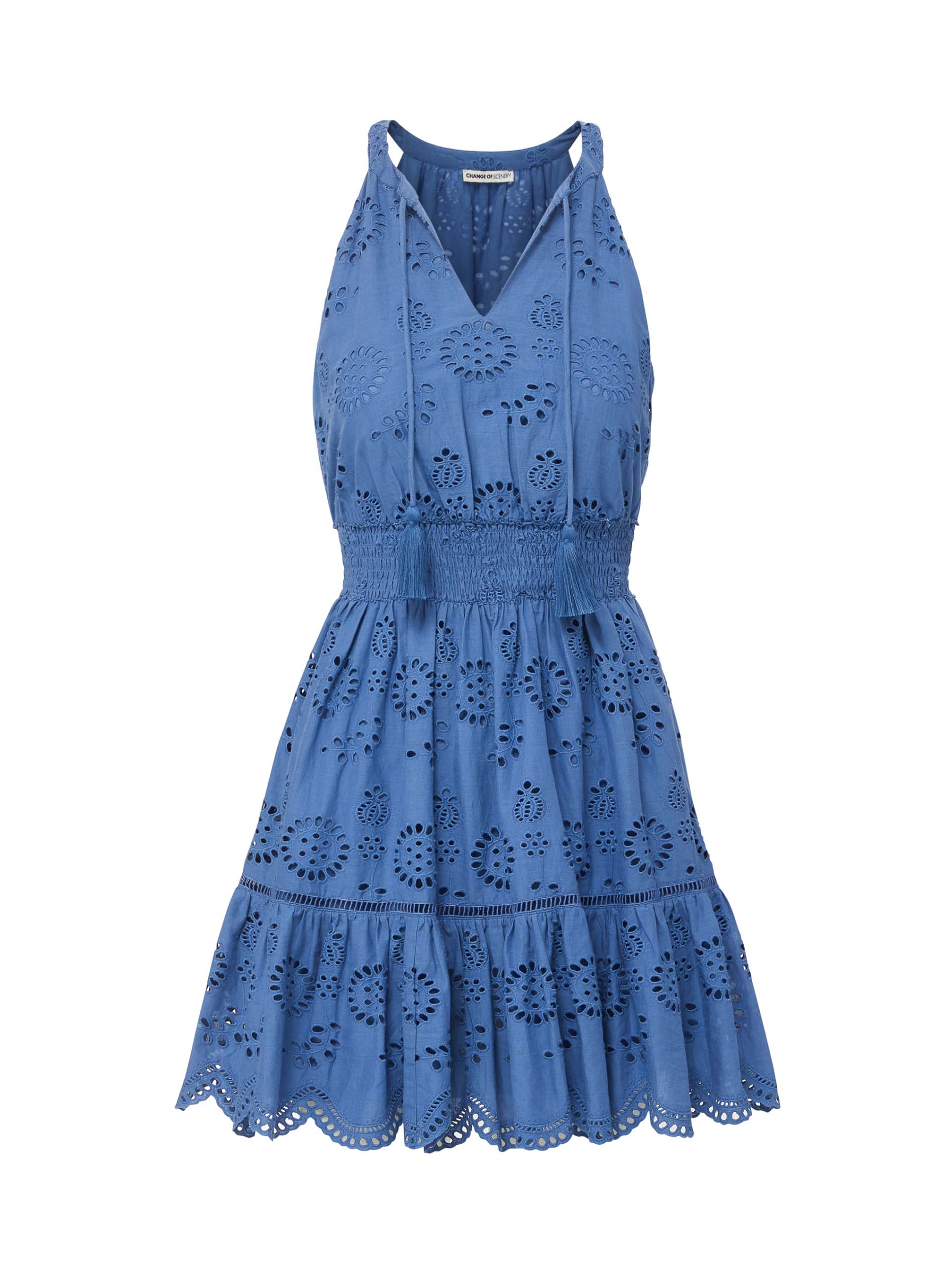 dark blue dress homecoming Stretch Cotton Eyelet Lillian Midi Shirt Dress Navy