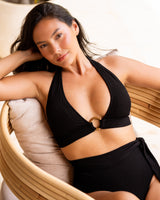 Erin Top In Black Texture with Gold