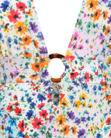 Colorful floral-patterned fabric with a white background