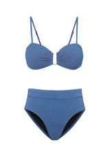 Gina Top + Hi Leg Hi Waist Bottom in Steel Blue Metallic