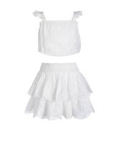 Girls Bryn Skirt Set In Fresh White Eyelet