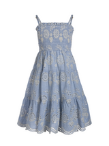 Girls Lila Dress In Sky/Natural Eyelet