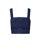 Ilyssa Crop Top In Navy Calypso Eyelet