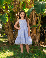 Girls Lila Dress In Sky/Natural Eyelet