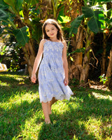 Girls Lila Dress In Sky/Natural Eyelet