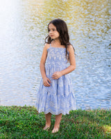 Girls Lila Dress In Sky/Natural Eyelet