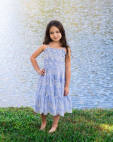 Girls Lila Dress In Sky/Natural Eyelet