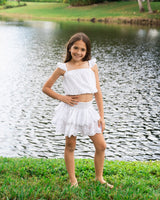 Girls Bryn Skirt Set In Fresh White Eyelet