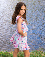 Girls Kayla Skirt Set In Hazy Ikat Seafoam