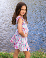 Girls Kayla Skirt Set In Hazy Ikat Seafoam