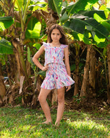 Girls Kayla Skirt Set In Hazy Ikat Seafoam