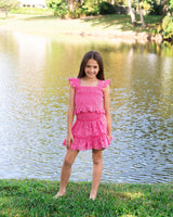 Girls Kayla Skirt Set In Hibiscus Eyelet