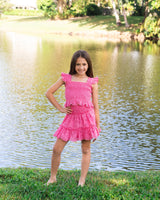 Girls Kayla Skirt Set In Hibiscus Eyelet