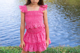 Girls Kayla Skirt Set In Hibiscus Eyelet