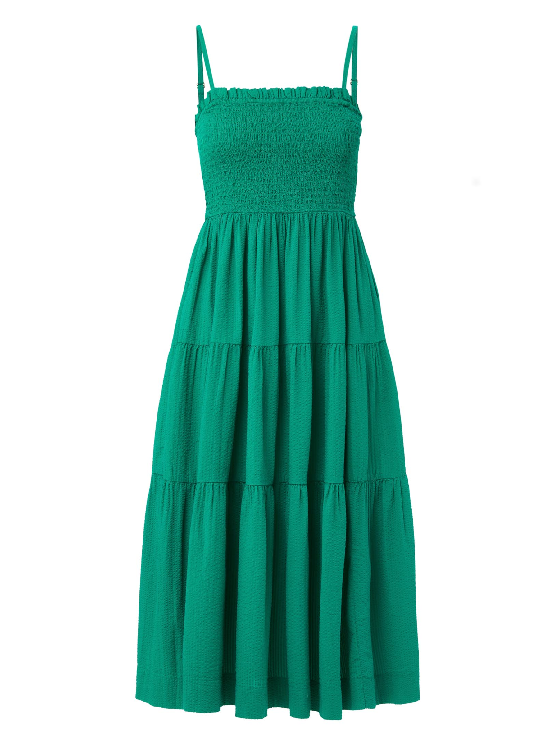 Kristen Dress in Emerald Cotton Seersucker