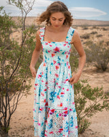 Kristen Dress In Cielo Print Eyelet