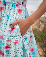 Kristen Dress In Cielo Print Eyelet