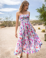 Kristen Dress In Hazy Ikat Seafoam