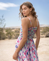 Kristen Dress In Hazy Ikat Seafoam