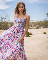 Kristen Dress In Hazy Ikat Seafoam