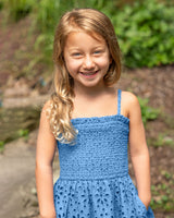 Girls Lila Dress In Bluebell Eyelet
