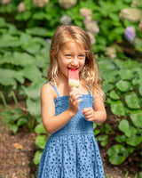 Girls Lila Dress In Bluebell Eyelet