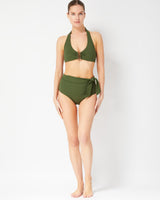 Side Tie High Waist Bottom Olive Texture