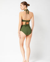 Side Tie High Waist Bottom Olive Texture