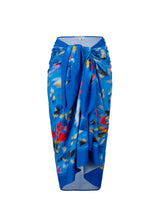 Blue floral-patterned skirt on a white background