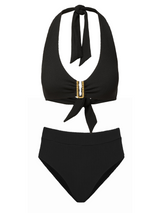 Melissa Top + Hi Waist Hi Leg Bottom in Black Texture
