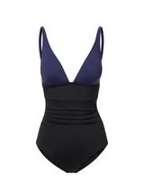 Niki One Piece Navy/Black Colorblock Satin