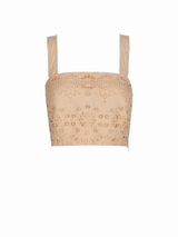 Ilyssa Crop Top In Sand Calypso Eyelet
