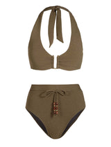 Shana Top + Belted Hi Leg Hi Waist Bottom In Martini Metallic