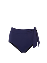 Side Tie High Waist Bottom Navy Satin