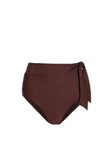 Side Tie High Waist Bottom In Cacao Metallic