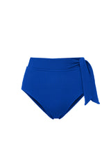Side Tie High Waist Bottom In Royal Blue Texture