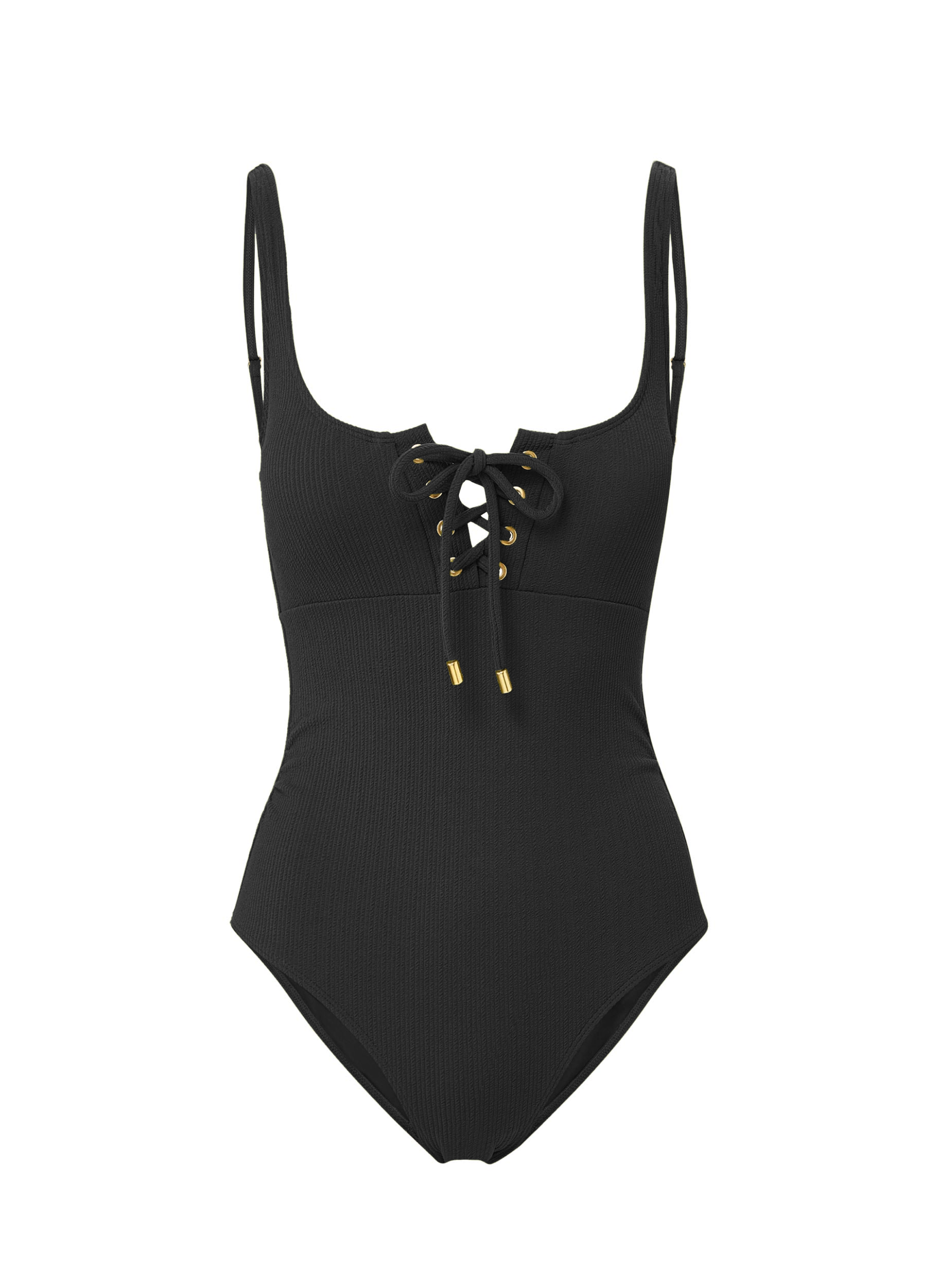 Black lace up one piece bathing suit sales