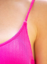 Erika Top Shocking Pink Textured Stripe