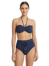 Alexis Top In Marine Blue Metallic